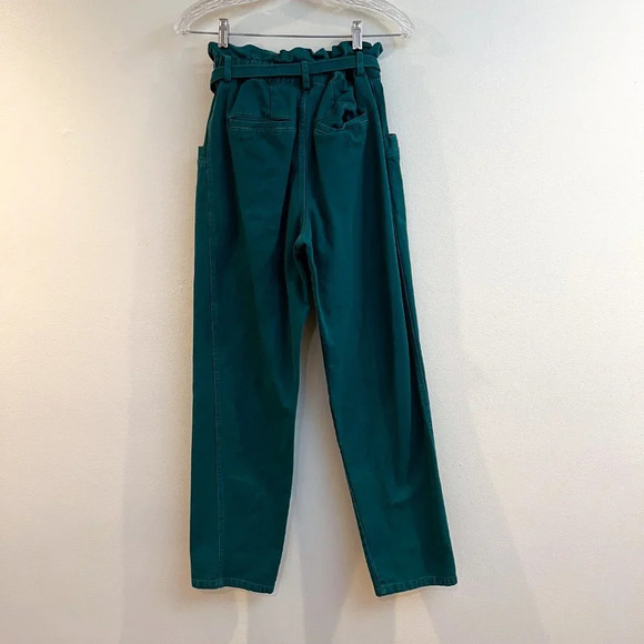 Sea New York Teal Green Colorful Designer Paperbag Denim Straight Leg Pants 2 - Picture 8 of 12